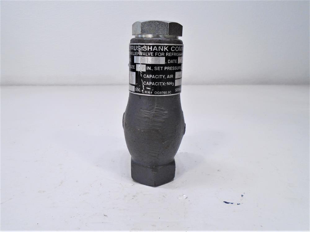 Cyrus Shank 1/2" x 1" NPT Safety Relief Valve, Type 813, 300 PSIG